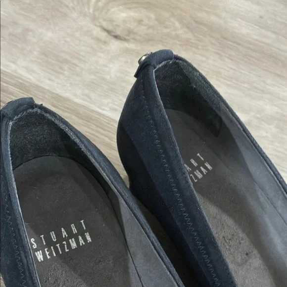 Stuart Weitzman Black Chain Bow Suede Wedges - Picture 3 of 10